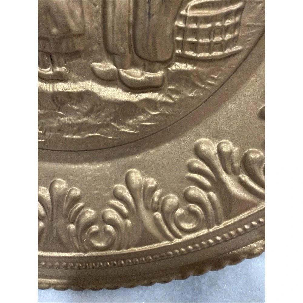 Vintage Brass Hammered Embossed Wall Plates Dutch/Netherlands Scene